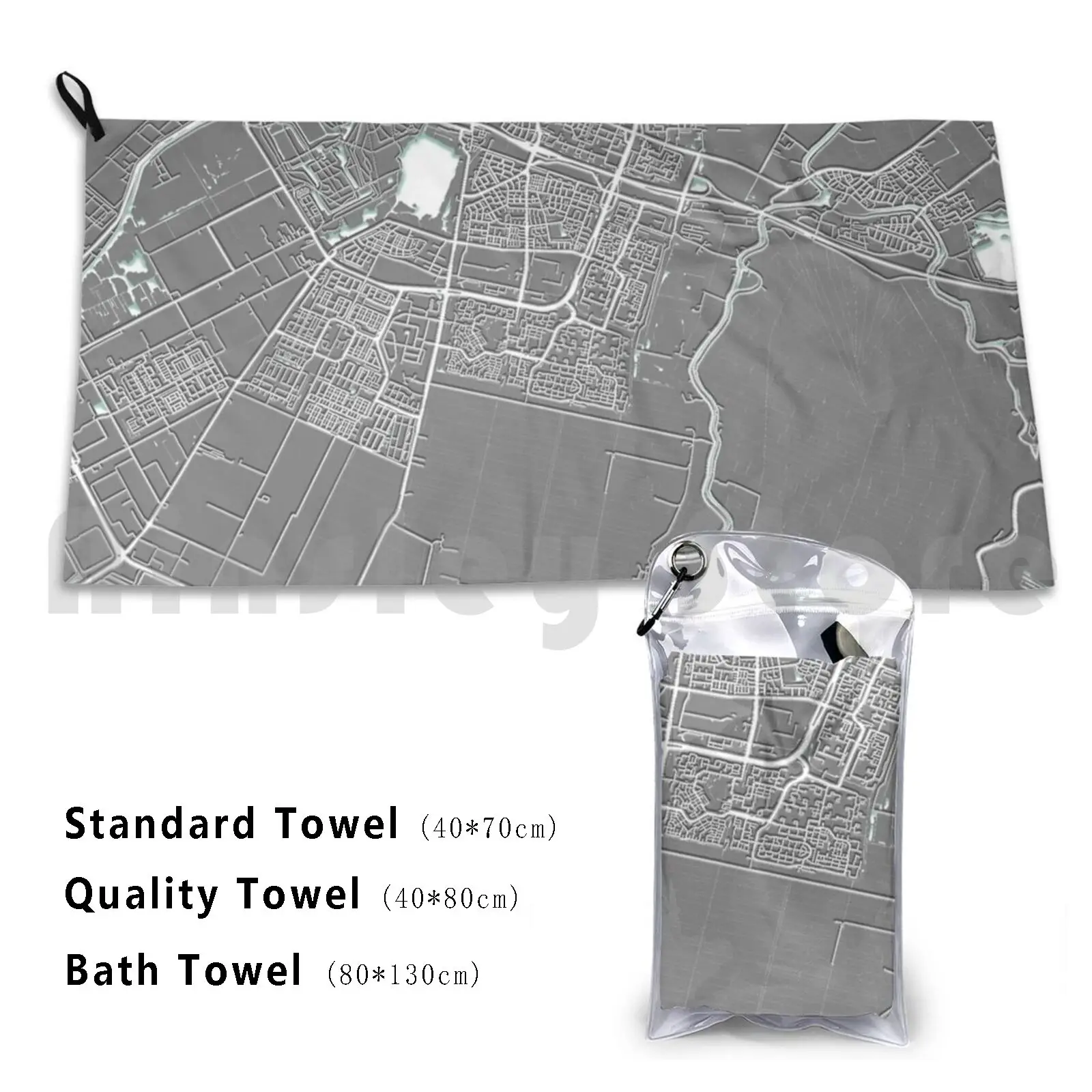 Amstelveen , Netherlands , Grey , Map Custom Towel Bath Towel Amstelveen Netherlands Grey Map White Road