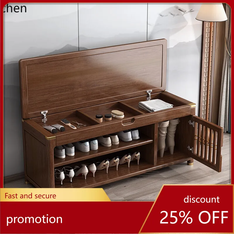 

ZML Solid Wood Shoe Changing Bench Entryway Seat Shoe Cabinet Integrated Bench Long Bench