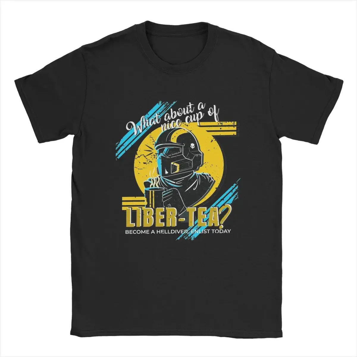 Helldivers Liber Tea Video Game T Shirt Men Pure Cotton T-Shirt O Neck Malelon Veteran Super Earth Tees Short Sleeve Top Gift