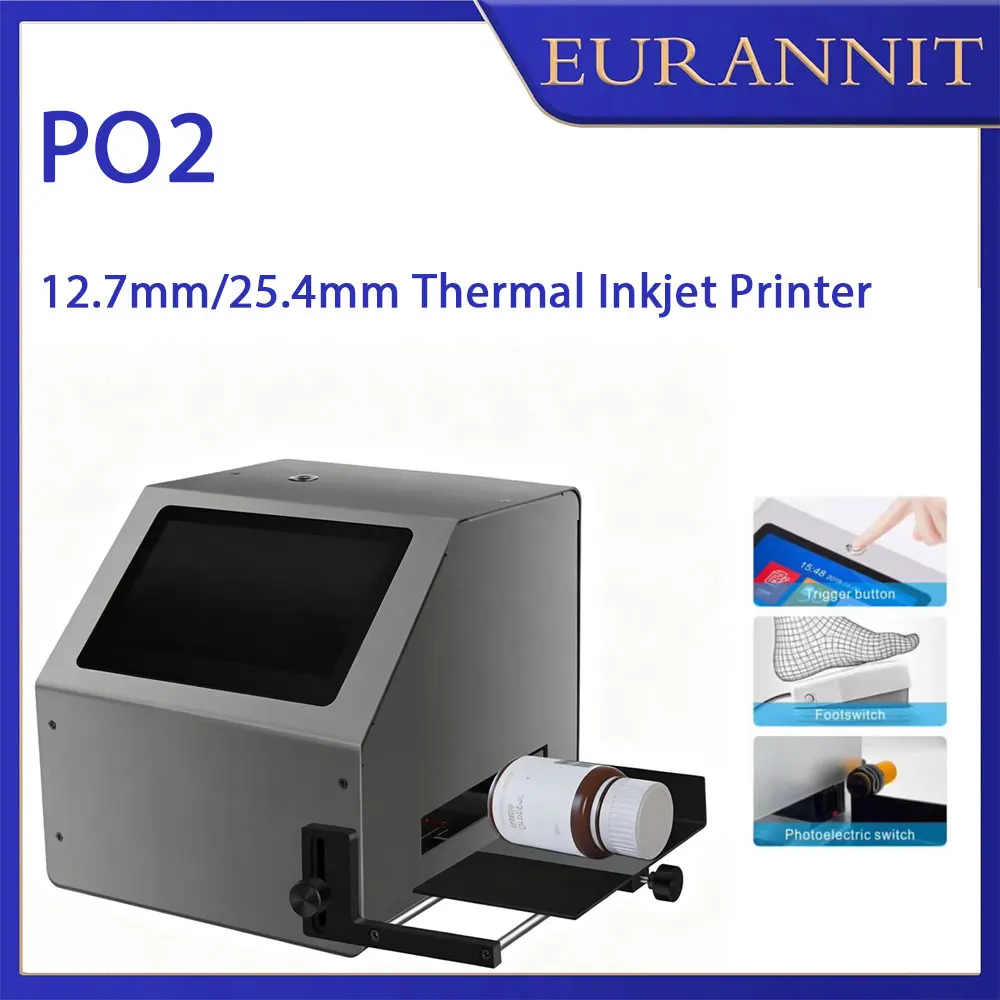 EURANNIT 12.7mm/25.4mm Thermal Inkjet Printer QR Barcode Batch Number Image Date Number Logo Expiry Date Desktop Inkjet Printer