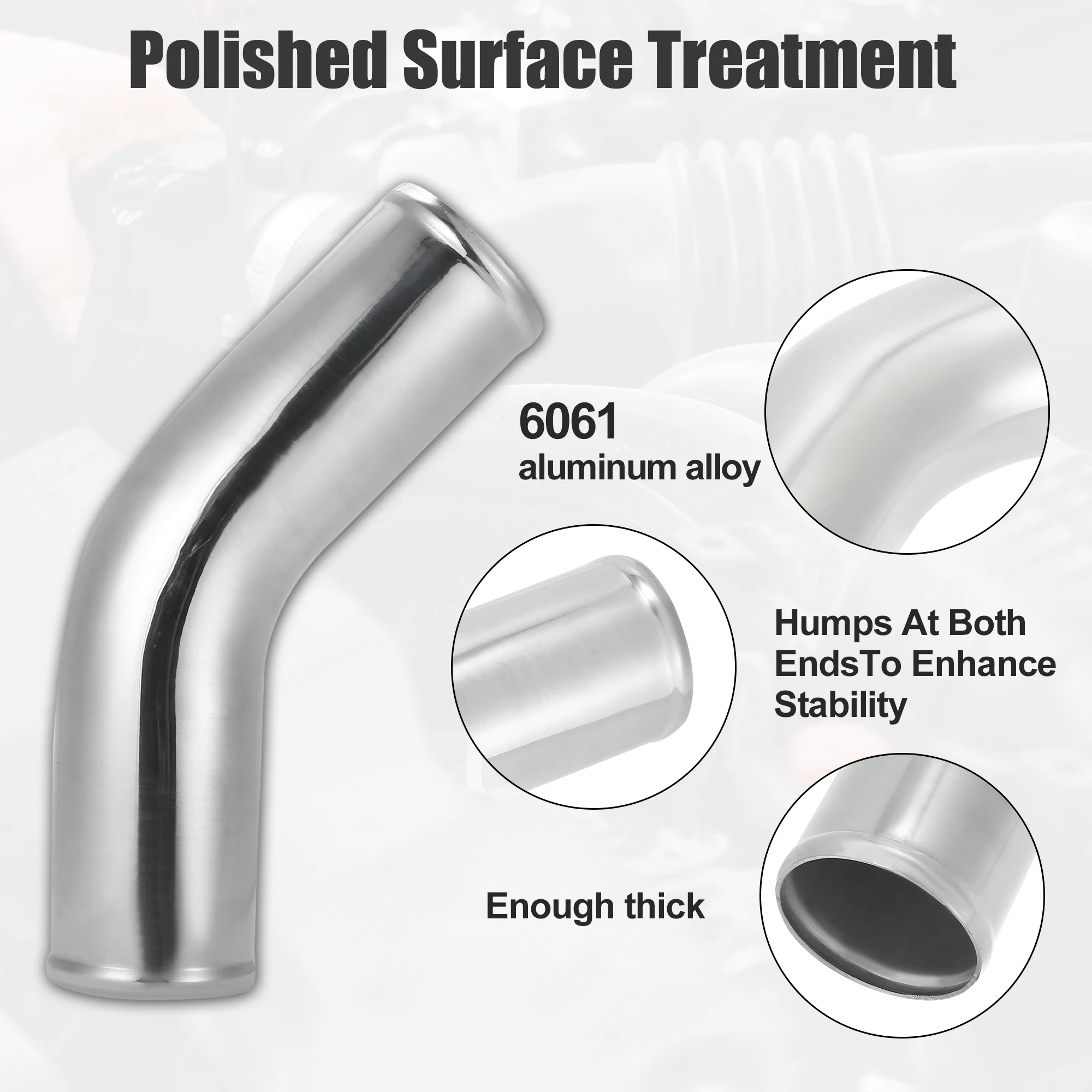 UXCELL Spruitstukslang Luchtinlaatbuis Universele OD 76 mm Lengte 300 mm 45 graden Aluminium buis Intercooler Pijp voor auto