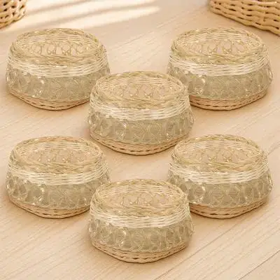 

6 Pcs Bamboo Straw Hat Hoop Farmer Diy Support Hats Woven Ring Conical