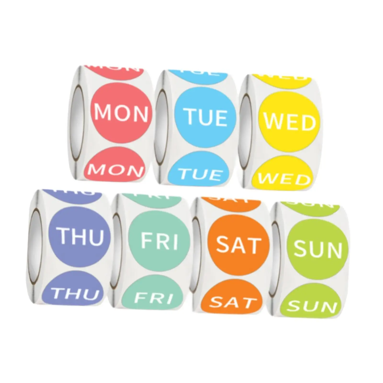ملصقات أيام الأسبوع ملصقات نقاط ترميز ملونة من الاثنين إلى الأحد لزجة سريعة