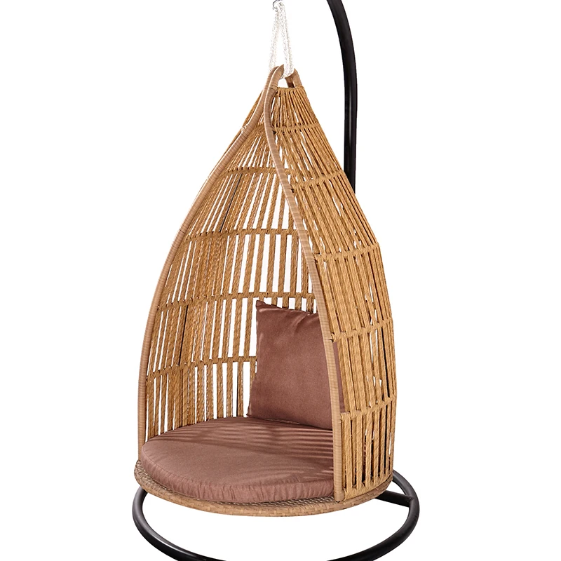 الشرفة الأمامية الخوص الأثاث المعدني في الهواء الطلق حديقة الروطان عش الطيور كرسي أرجوحة مع قوس #2