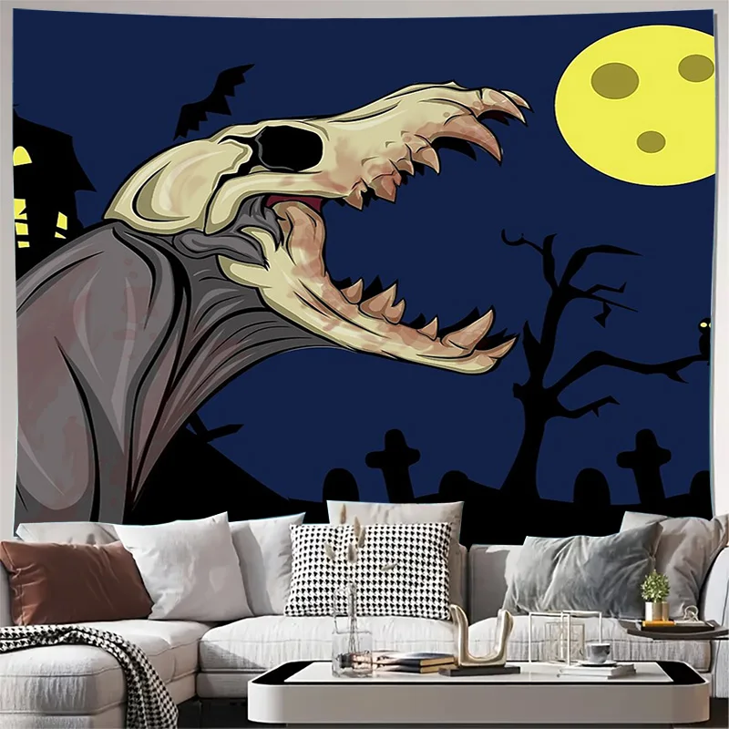 

Gothic Halloween Tapestry Dark Forest Moon Landscape Wall Hanging Paranormal Home Decor Room Aesthetic Backdrop Vintage Horror A