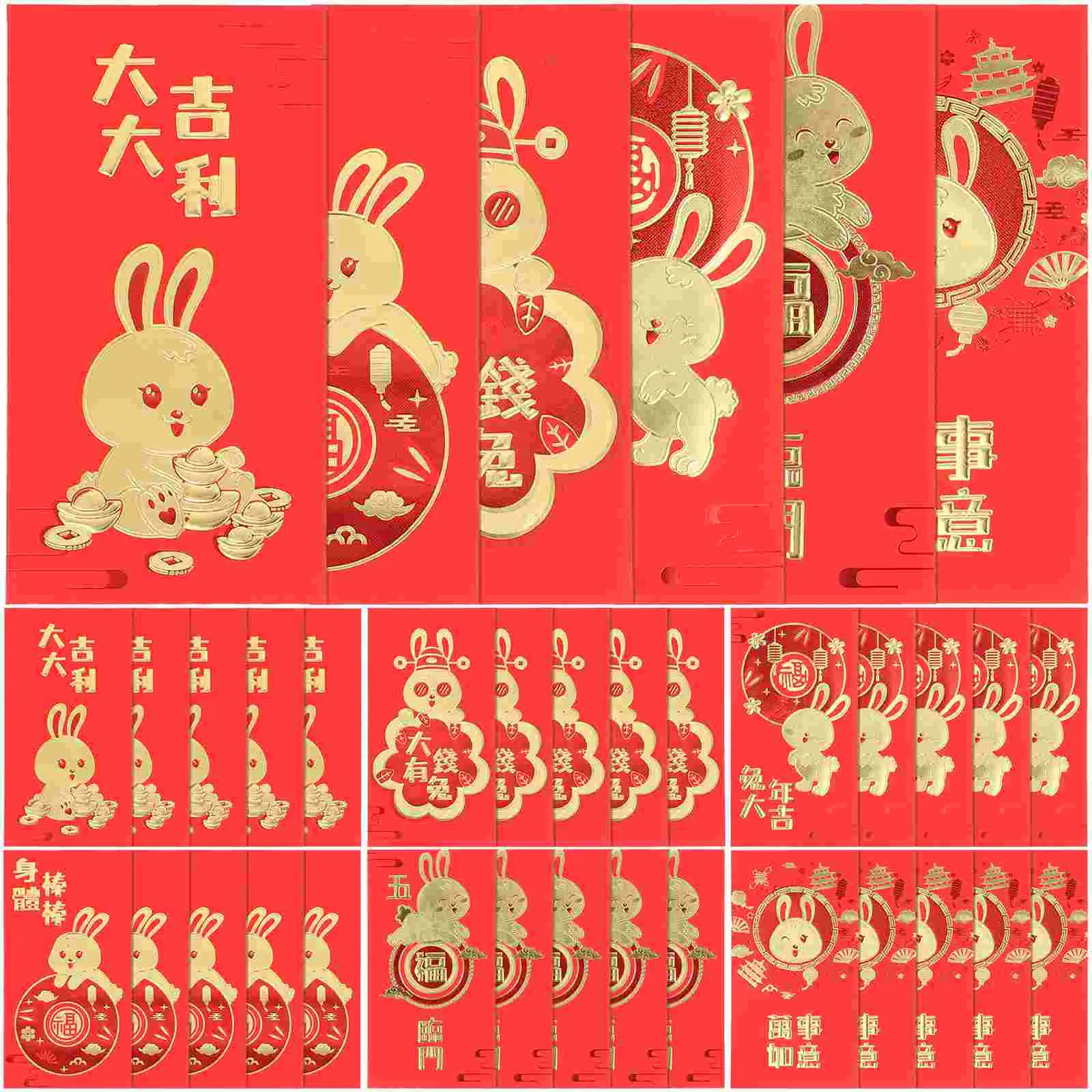 

30 Pcs Rabbit Year New Red Envelope Envelopes Chinese Festival Gift Paper Pattern Child Auspicious Lovely Wedding