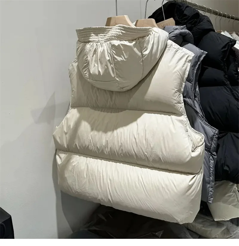 ZAROY Herbst-Winter-Damenjacken und -Westen, lässige Weste mit Kapuze, Reißverschlusstasche, warme Weste, Oberbekleidung, ärmellose Baumwolljacke, куртка – Detail 9