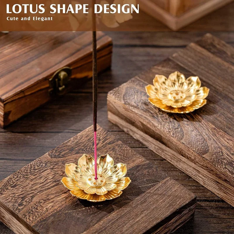 30 Pieces Incense Holder, Gold Lotus Incense Sticks Holder, Zinc Alloy Incense Holder Anti Ash Spilling For Stick/Coil