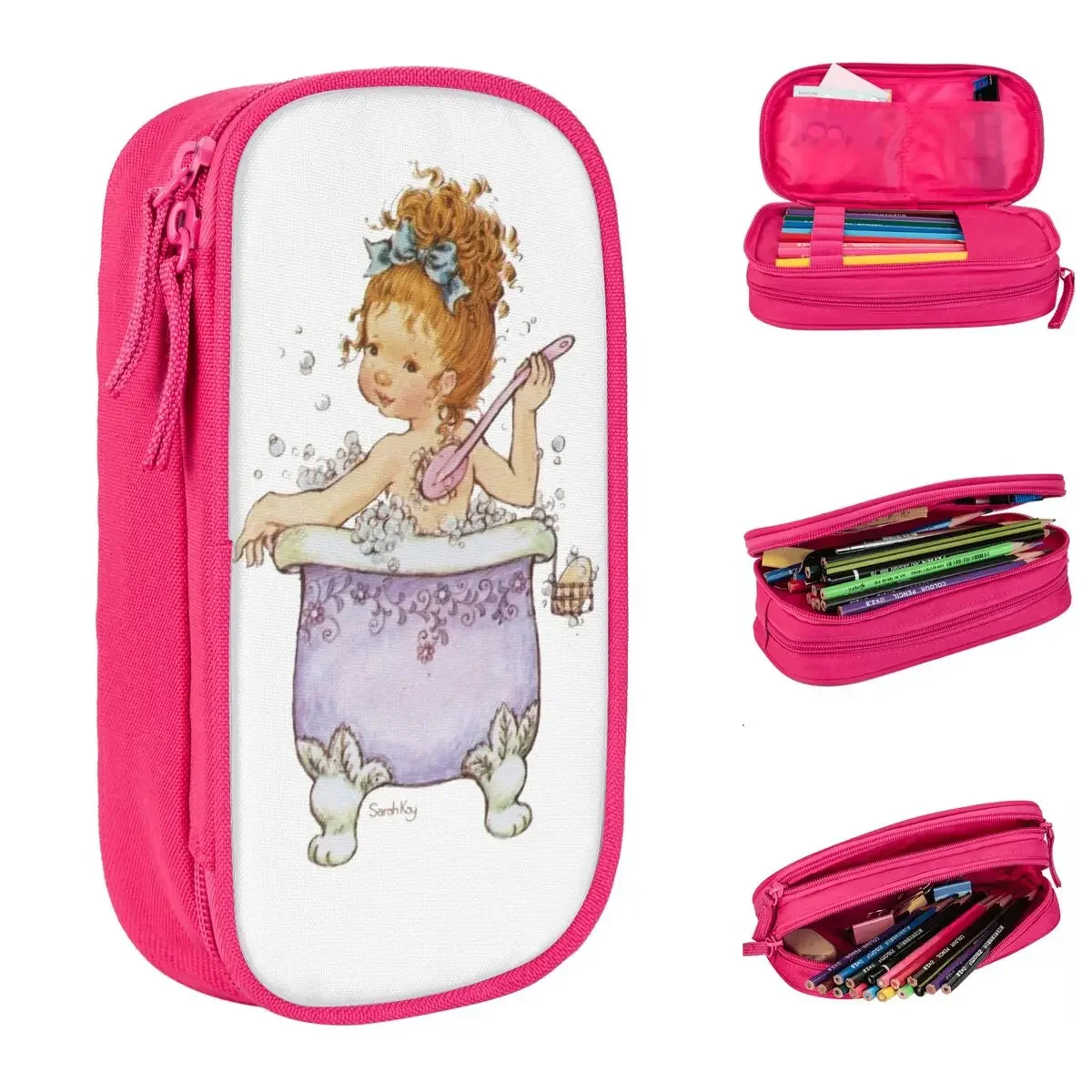 

Sarah Kay Bath Time Pencil Cases Lovely Pen Bags for Student Large Storage School Supplies Gifts Pencilcases