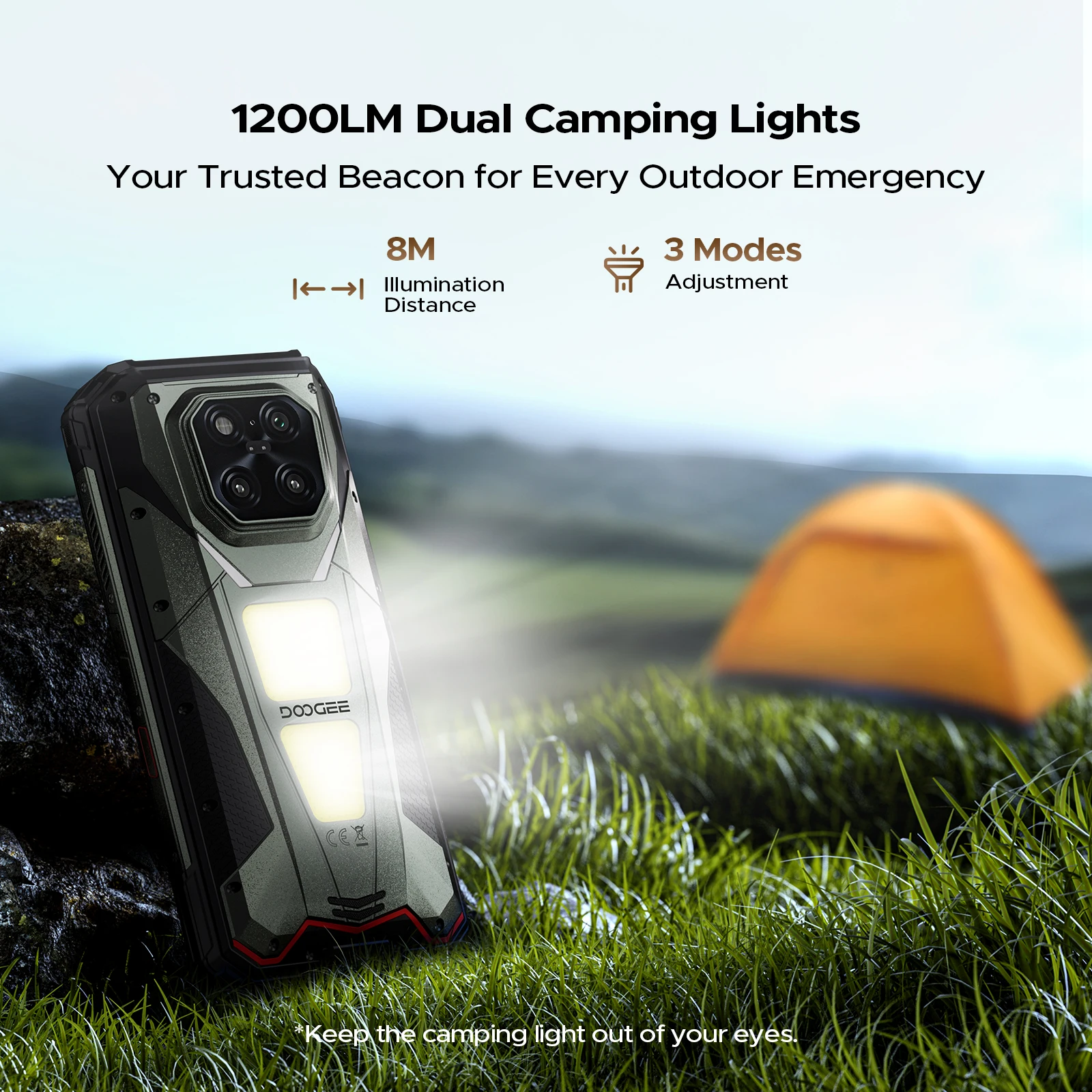 DOOGEE V Max LR 5G هاتف متين ليزر Rngefinder أضواء التخييم المزدوجة 20500mAh بطارية تأثير الضوء 16GB 512GB الهاتف الذكي NFC