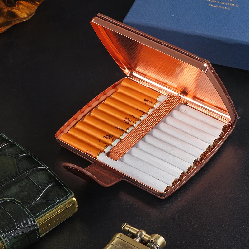 Classic Leather Cigarette Case for 10 Cigarete Box Holder for Men Gift Cigarette Cover Tobacco Pouch Smoking Accessories