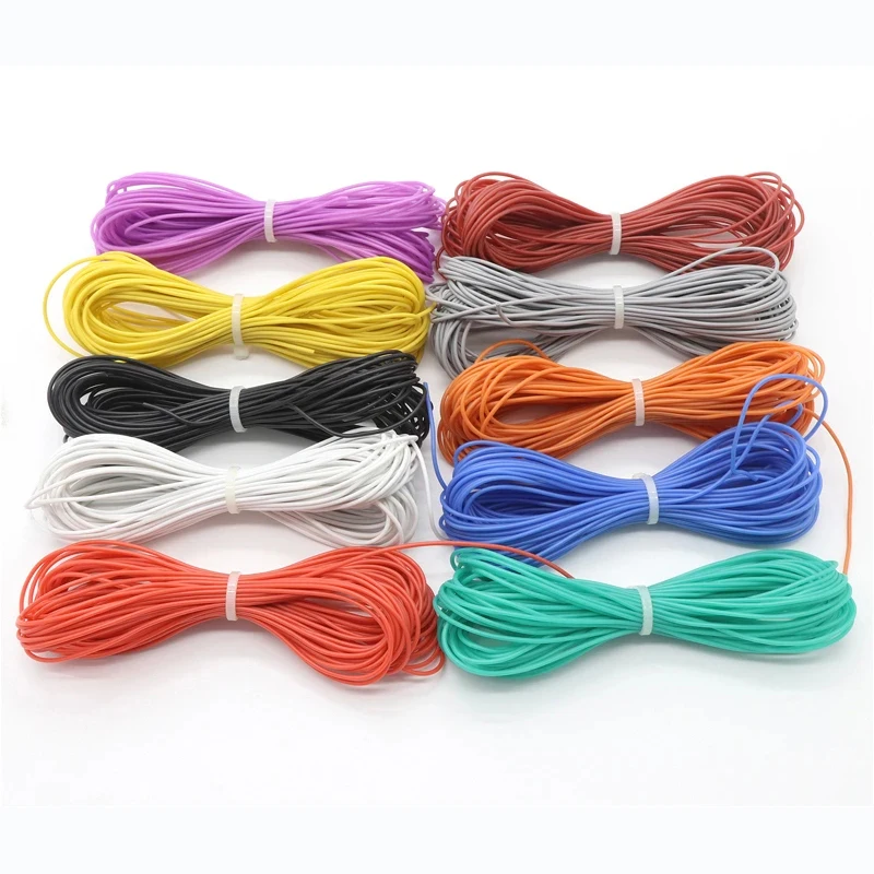 1-50M Soft Silicone Rubber Copper Cable 30 28 26 24 22 20AWG Flexible DIY LED Lighting Wires Electrical Power Cord Car Wires