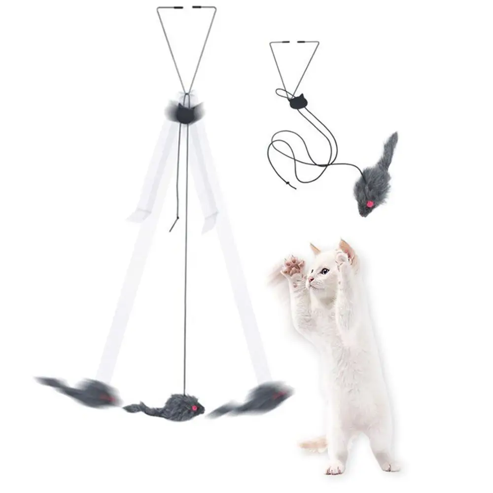 

Retractable Self-hey Simulation Mouse Hanging Door Type Self-excited Cat Scratch Rope Cat Stick Cat Supplies Interactive Toy