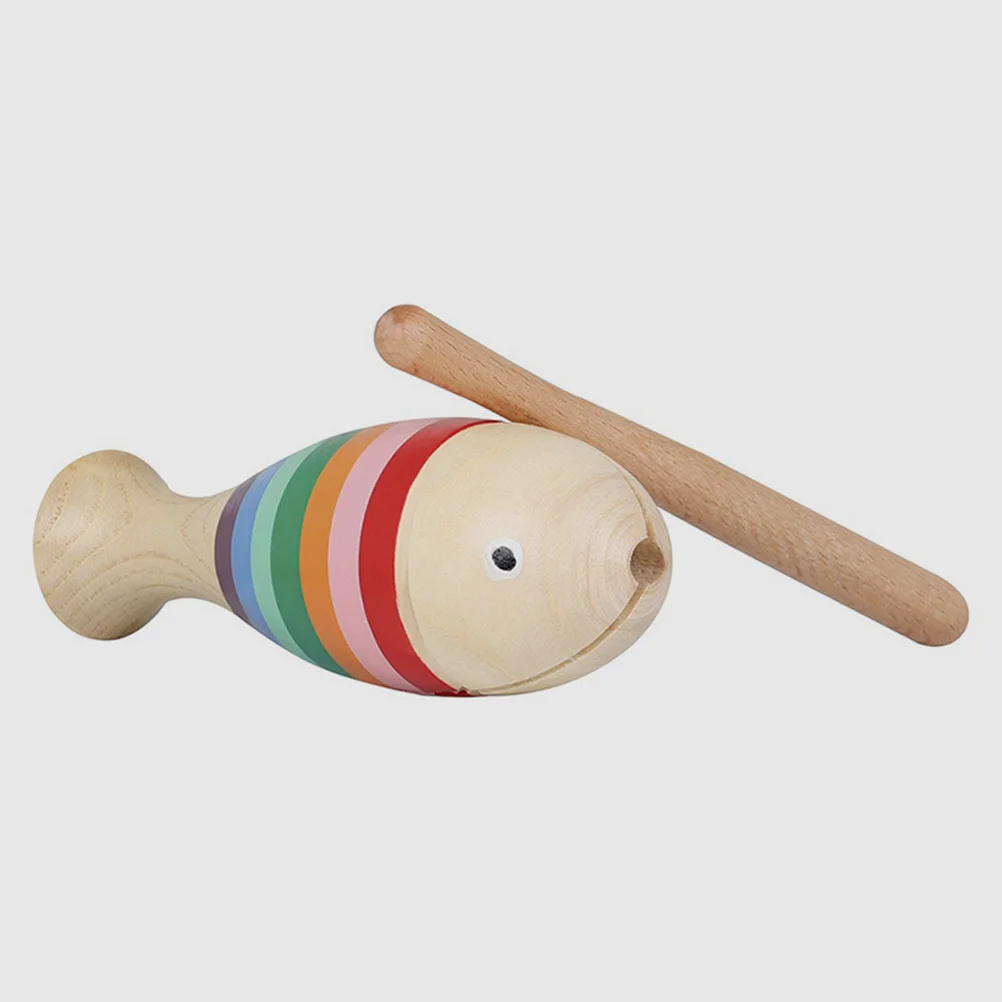 

3Sets Wooden Guiro Rainbow Percussion Instruments Safe for Kids Beginner Hand Eye Coordination Musical Development