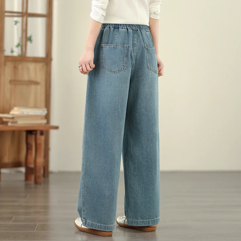 春の新作 スリムフィット ストレートレッグ デニムジーンズ カジュアル ルーズ スリミング トラウザーズ ビッグキツ付き ライトカラージーンズ
