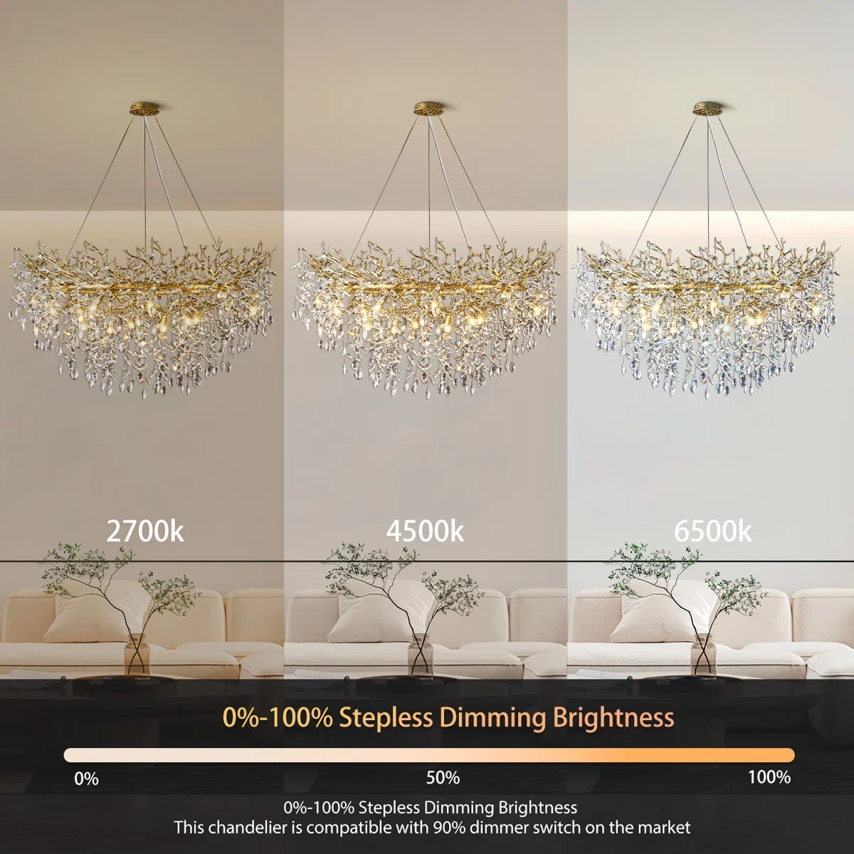 Retro K9 Crystal Chandelier Lights for Lobby Foyer Villa Living Room Decor Tree Branches LED Pendant Light for Weddings Fixture