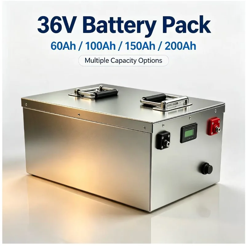 Long Service Cycle Rechargeable Power Storage Unit 36V LiFePO4 80Ah‑150Ah With Built-In BMS Protection Module For Standalone Sol