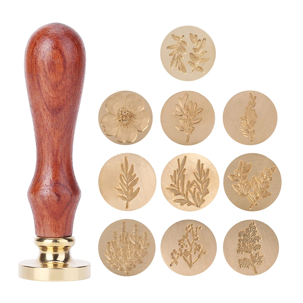 Plant Seal Flower Seal Wax Seal Stamp Retro Antique Sealing Wax Scrapbooking Stamps Wedding Decorative Invitation Cards