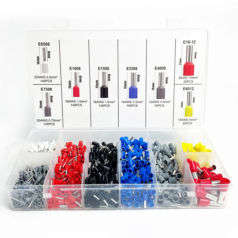 200/450/800/1250/1800/1900 Stück robuste elektrische Steckverbinder mit Druck – Verbindungsringklemmen E0508 E7508 E1008 E1508