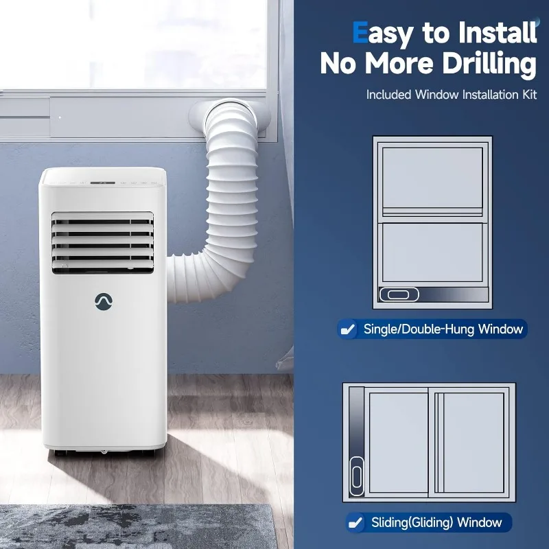 AC portabel, 10000 BTU AC portabel untuk kamar sampai dengan 450 Sq.Ft., Unit AC 3-in-1, Dehumidifier & kipas dengan tampilan Digital