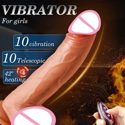 Realistic Dildo Telescopic Heating Vibrator Big Penis Penetration Anal Plug Thrusting Cock Dick Sex Toys for Women Sex Machine