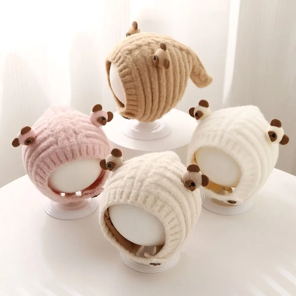 

Fashion Warm Baby Knitted Hat Soft Wool Children Pullover Cap Ear Protection Thicken Kids Earmuffs Cap Girls