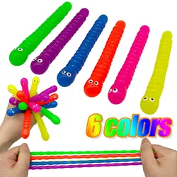 5PCS Colorful Caterpillar Noodle Elastic Rope Toys Children and Adults Decompress and Vent TPR Soft Rubber Tension Rope