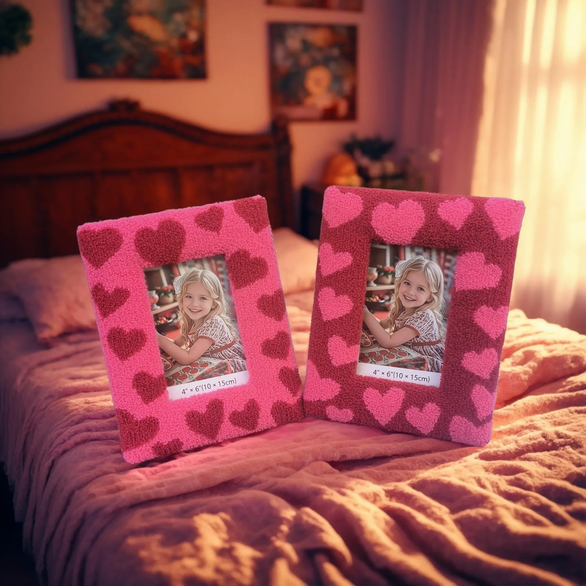 6/7/8in Plush Photo Frame Classic Tabletop Display Frame for Living Room Picture Holder Cute Retro Art Frame Home Decor Gift