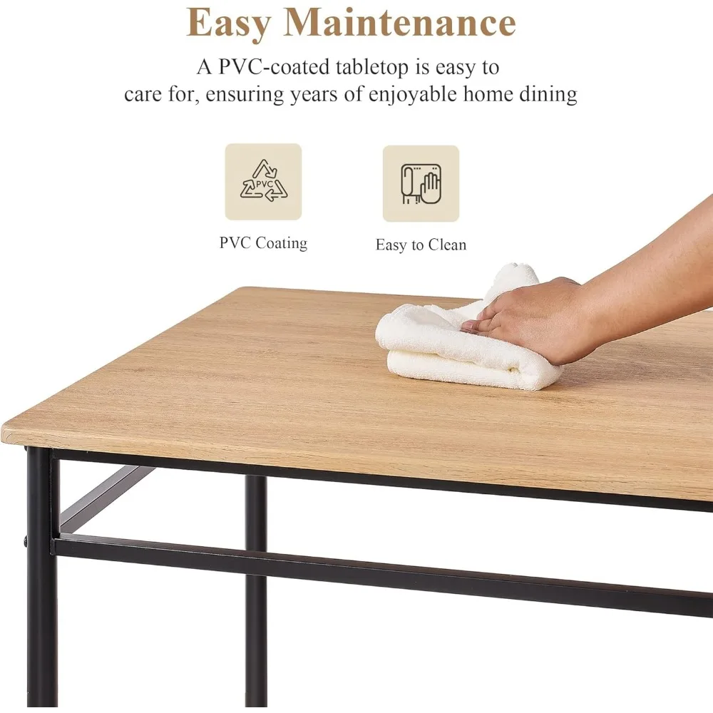 طقم طعام مكون من 5 قطع مع طاولة خشبية وإطار معدني، مناسب للمساحات الصغيرة