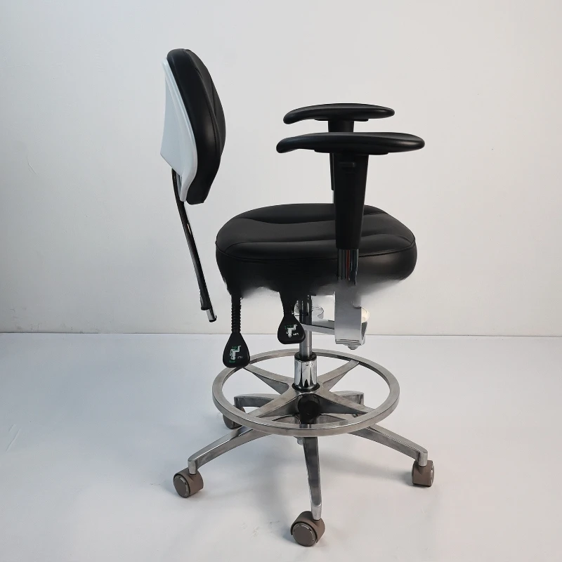 

Ergonomic Microscope Chair Forward Leather Microfiber Chair Adaptive Surface Dentist Saddle Stool Physician