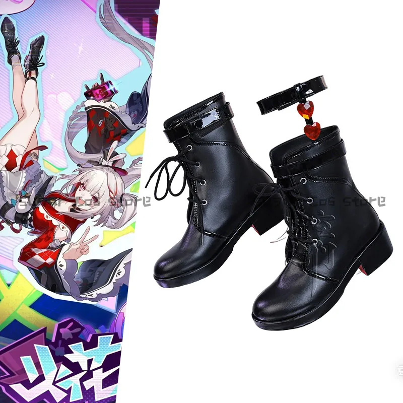 

Обувь для косплея Honkai Star Rail Sparxie, черные ботинки из искусственной кожи на высоком каблуке для женщин и девочек, реквизит для Хэллоуина, фестивалей и вечеринок