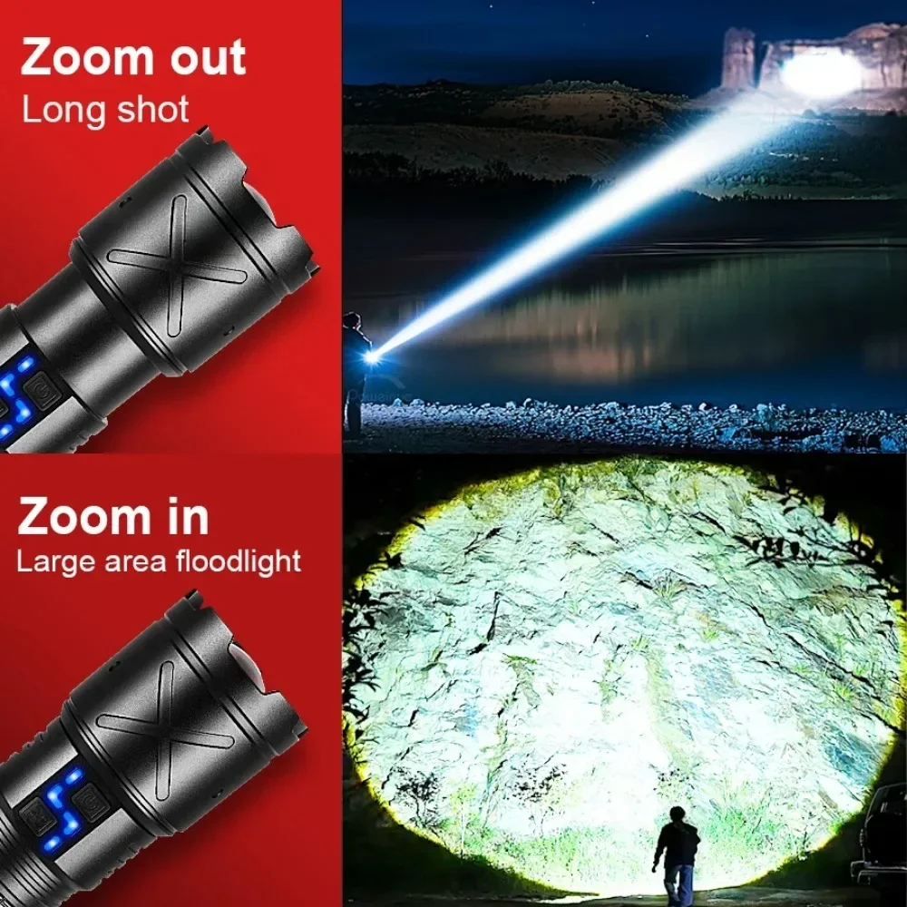 Most Powerful LED Flashlight Long Range 3000M Tactical Hand Lamp Zoomable Charging Outdoor Work Light for Outdoor Camping