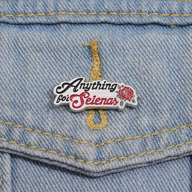 Anything For Selenas Rose Enamel Pins Romantic Brooches Metal Backage Lapel Badges Jewelry Gift for Inspired Fans