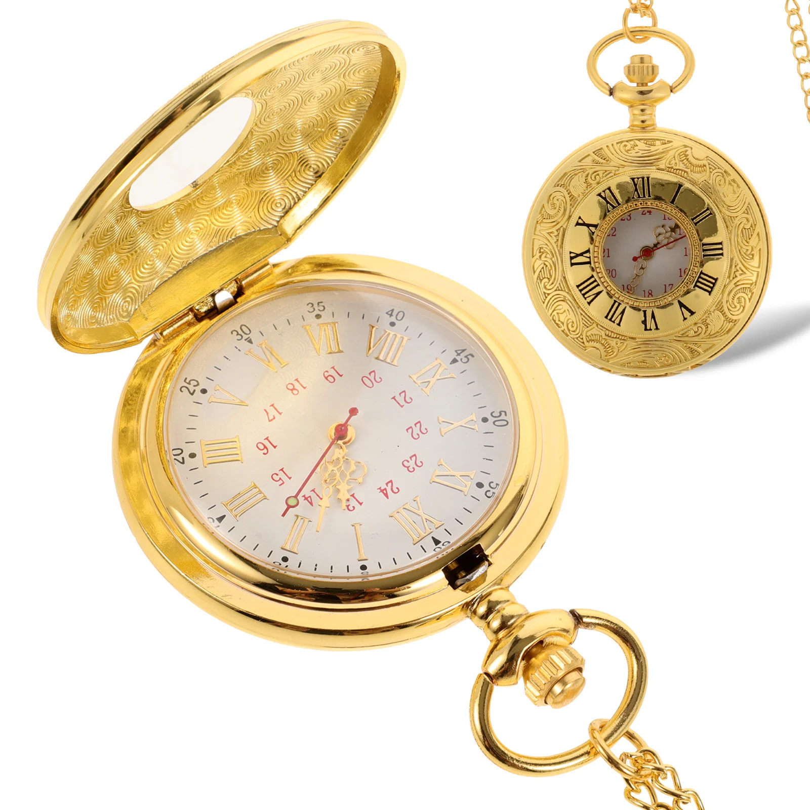 

Roman Numerals Quartz Pocket Watch Vintage Retro Men Women Portable Metal Watch Small Timepiece For Gifts