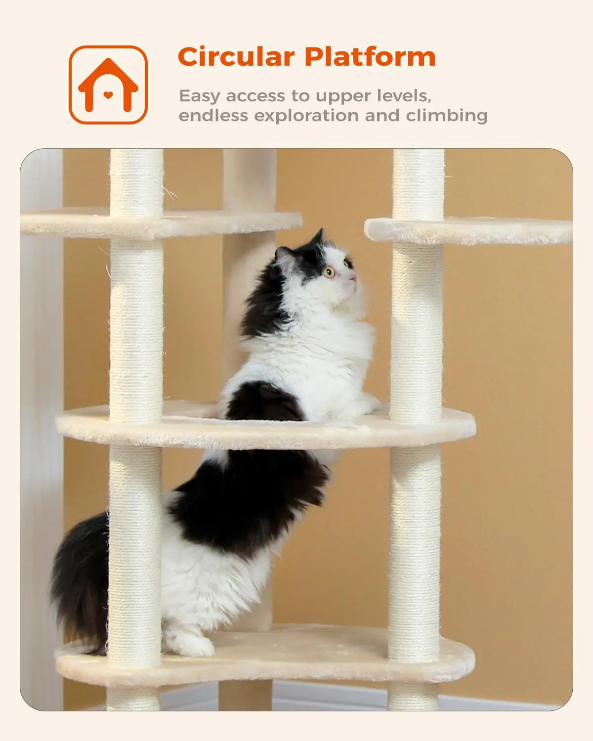 Small Cat Tree for Kittens, Small Cats, Wide-Base Cat Tower, Beige