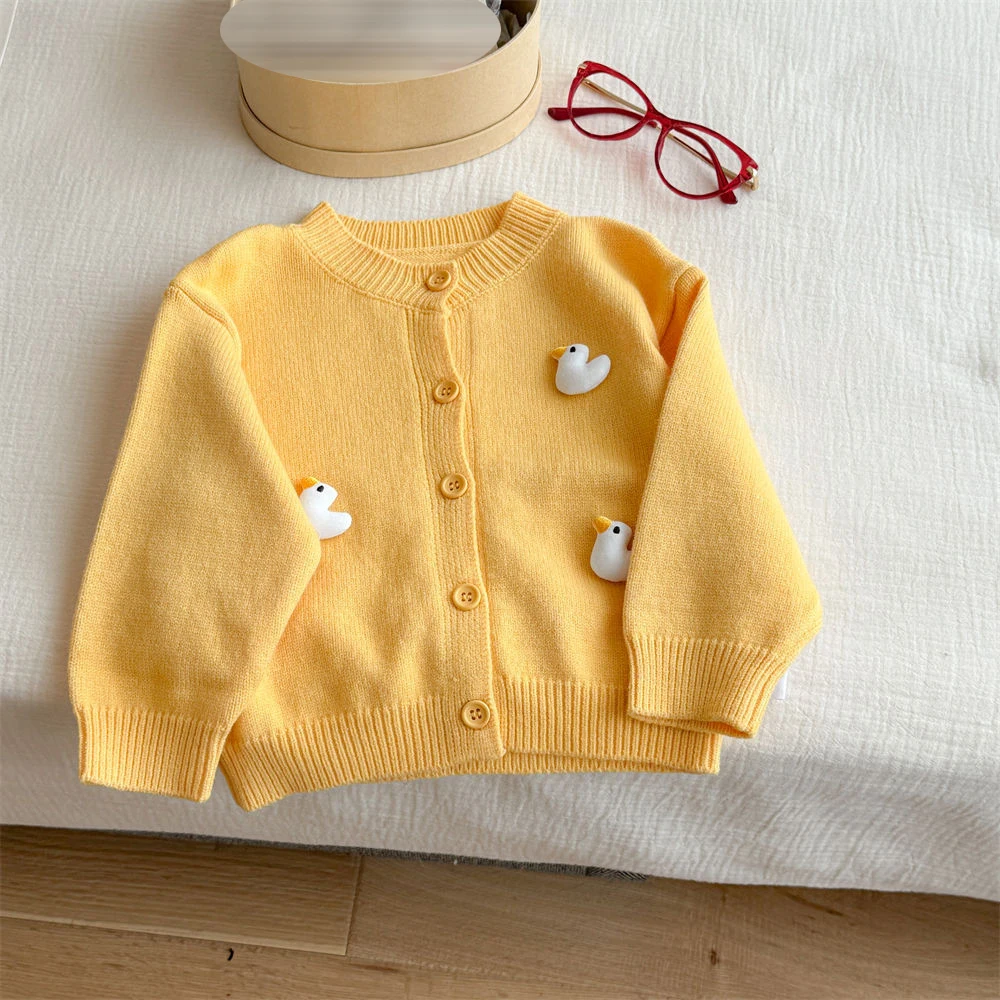 Girls' Knitted Sweaters 3D Dolls Print Cardigan Cute Coats Autumn New Style Children's Clothing Knitwear for Kids