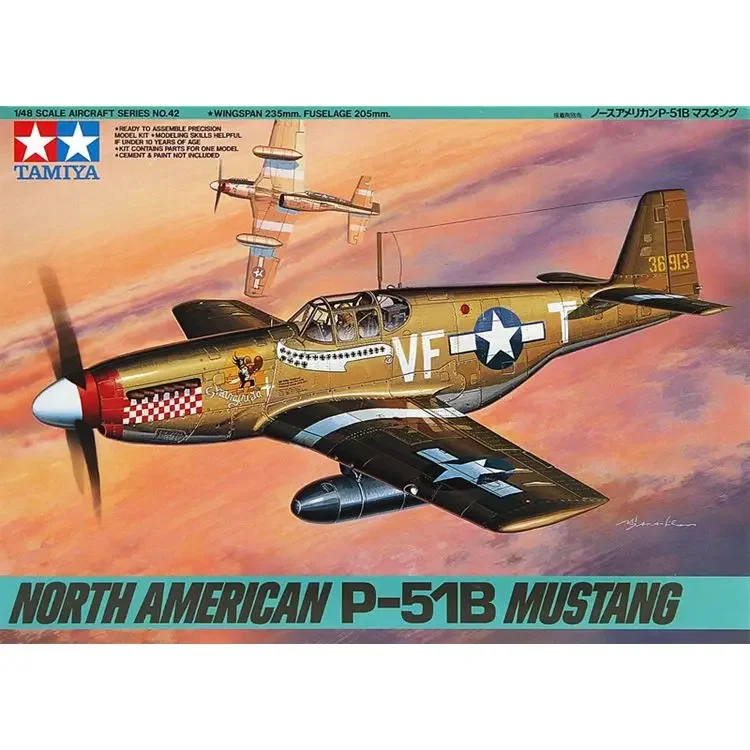 Tamiya 61042 Kit de aeronave Figther modelo em escala 1/48 norte-americano P-51B Mustang