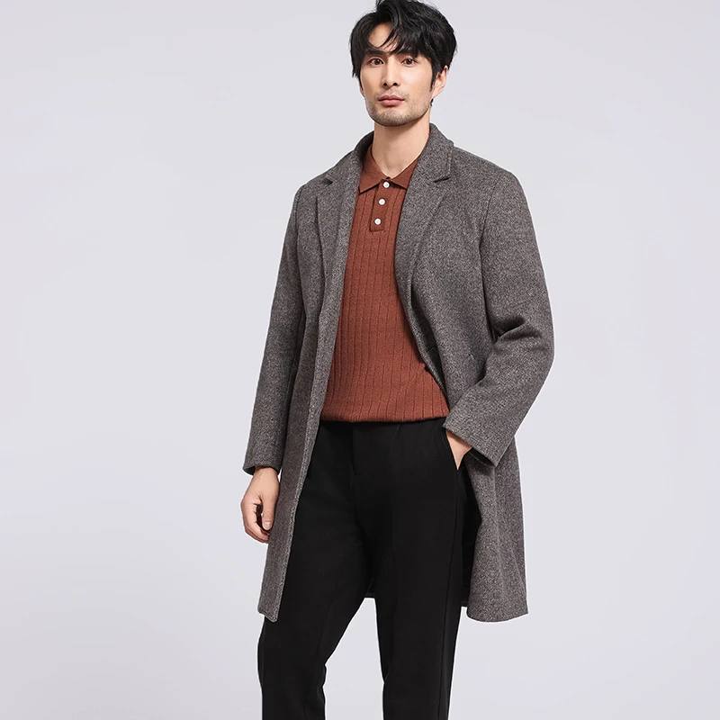 

Quiet Luxury Gentlmen's Cashmere Blend Overcoats Winter Autum Men Quilted Thermal Wool Coat Essential Attire Timeless Gament