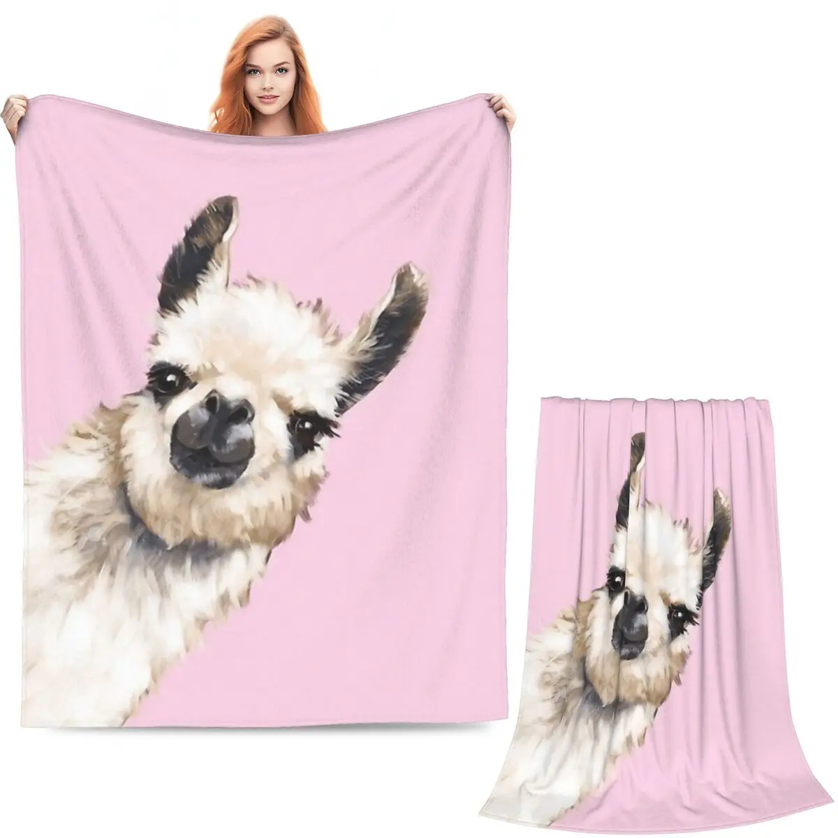 Llama Alpaca Animal Blanket Soft Warm Flannel Throw Blanket Bedspread for Bed Living room Picnic Travel Home Sofa
