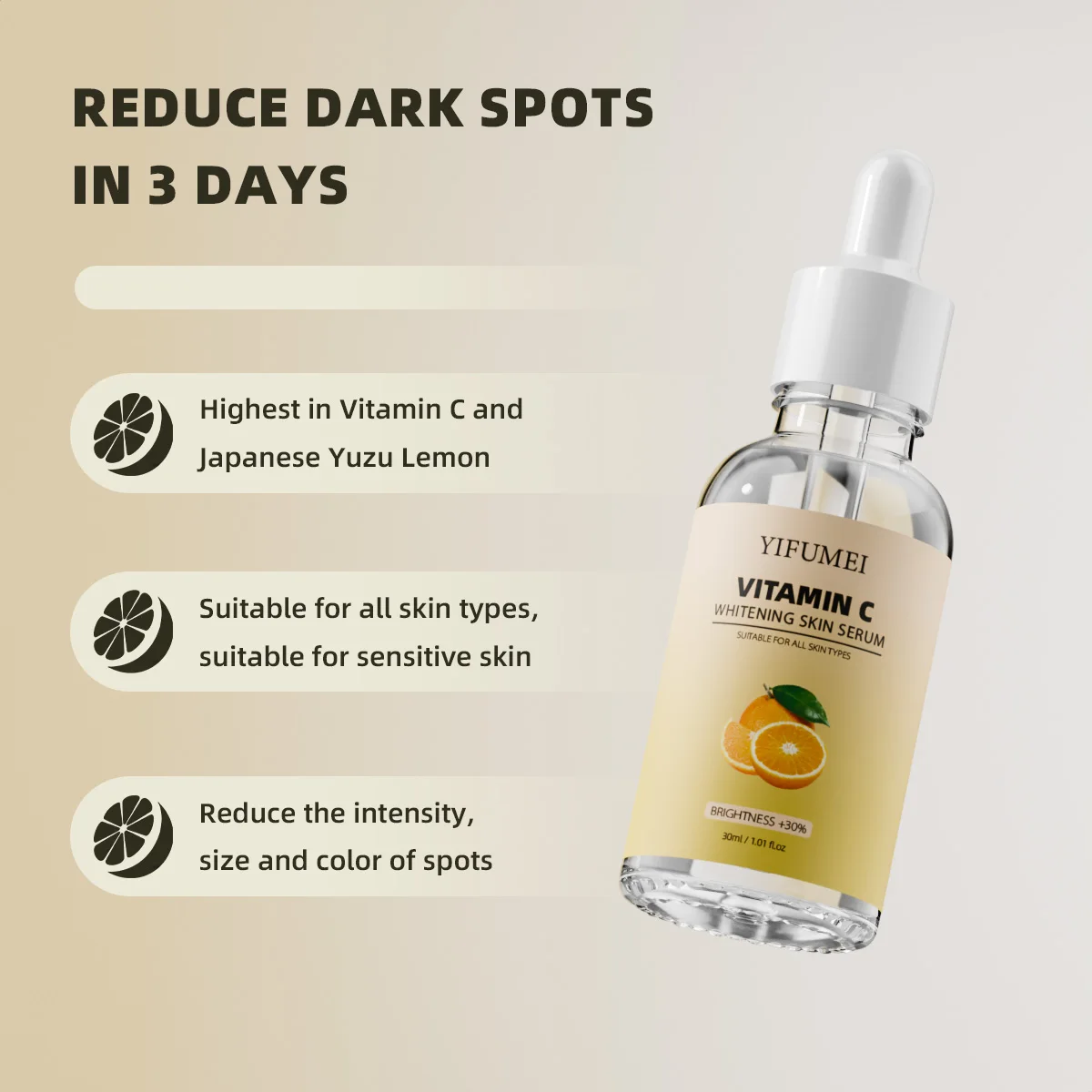 Bright Complete Vitamin C Serum Whitening Skin Tone Essence Fade Acne Mark Blackheads Facial Repair Serum Beauty Products 30ml