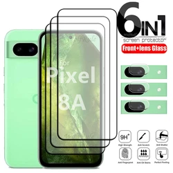 Google Pixel 8a, 6 in 1用HD強化ガラススクリーンプロテクター,Google Pixel 8a, 7a, 6a,7,8,8a用