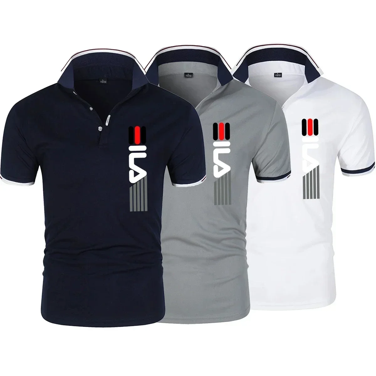 

Summer New Mens Lapel Anti Pilling Polo Shirt Printed Short Sleeve Casual Business Fashion Slim Fit Breathable Comfortable Top