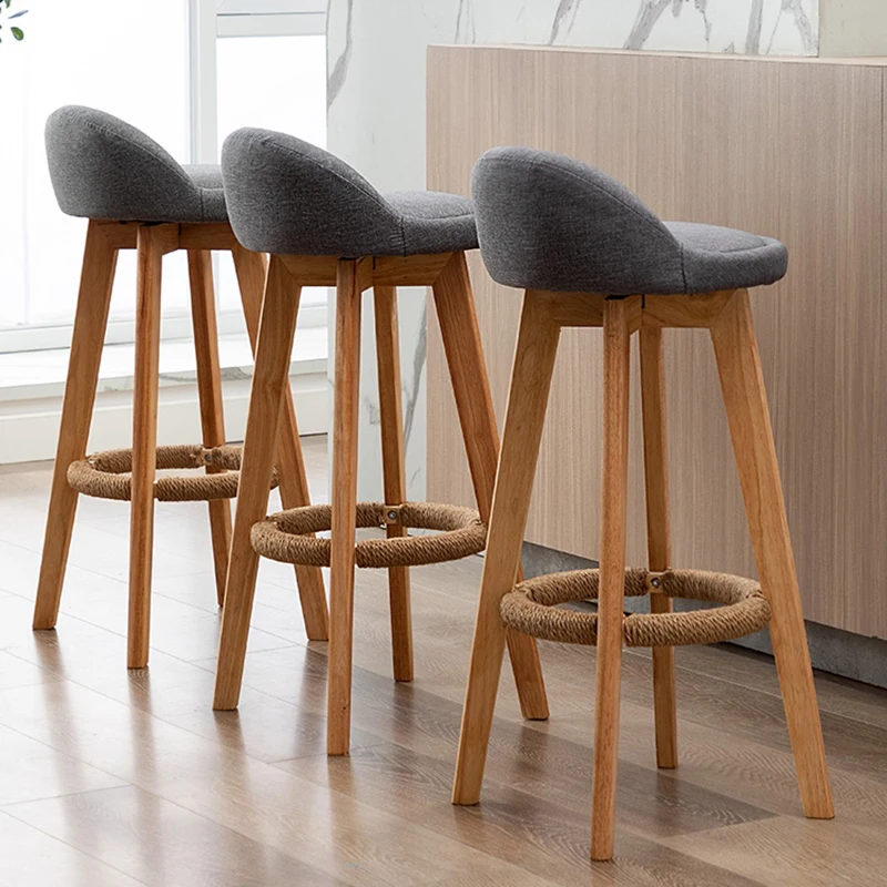 

Nordic Minimalist Bar Stool Wooden Luxury Free Shipping Waiting Bar Chair Mainstays Reinforce Taburetes Altos Cocina Furniture