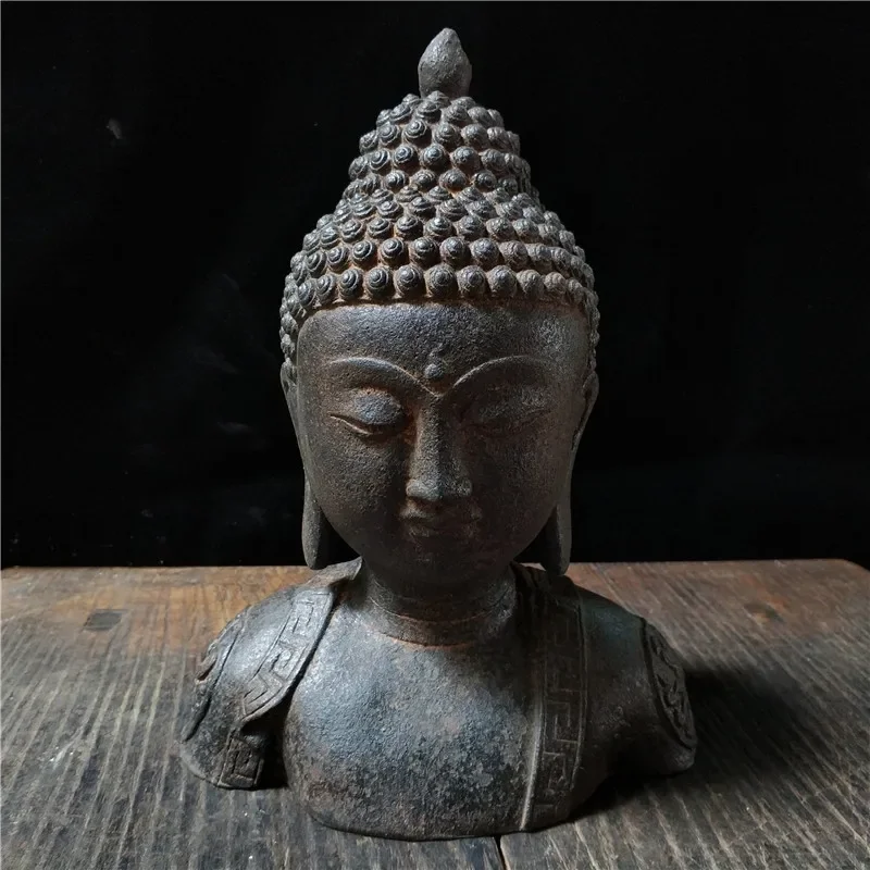 Old Qing Dyansty Old Iron Ware, Iron Buddha statue, deity statue, bust of Buddha Statue,