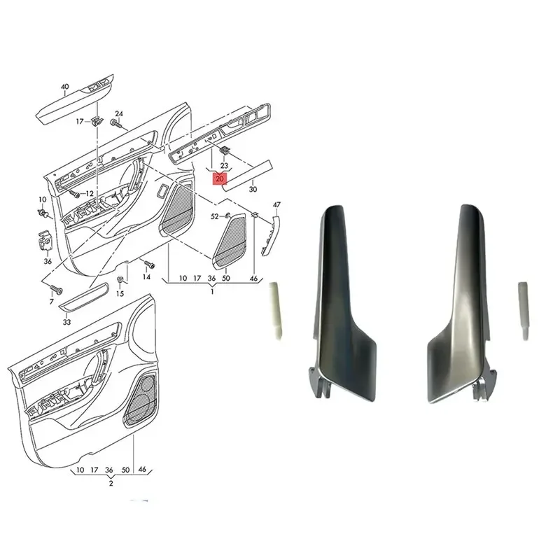 New-Chrome Clasp 1 Pair Inner Door Handle 7P6867101S 7P6867102S For VW Touareg 7P 11- 14 Door Inside Opener Handle Buckle