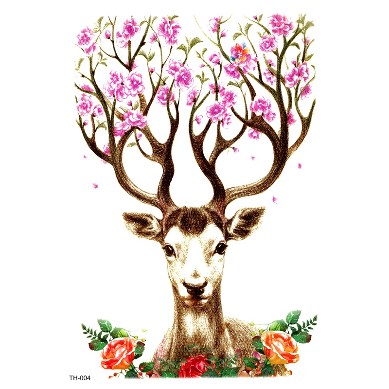 

5pcs Beauty Deer Waterproof Temporary Tattoo Sticker Animals Temporary Tatoo Tatouage Temporaire Henna Tattoos Festival