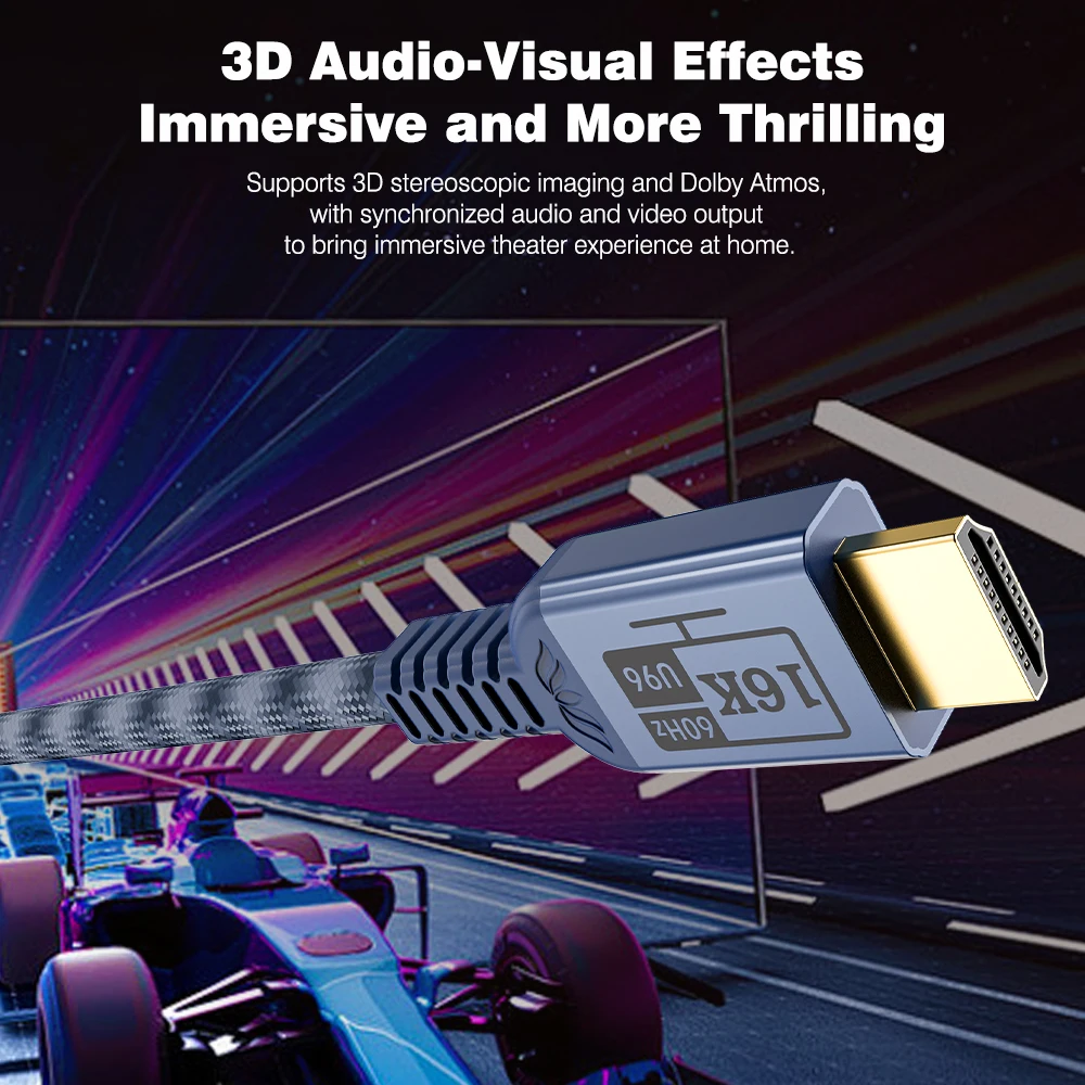 Kabel HDMI 2.2 UGOURD 96Gbps Ultra96 8K@240Hz 16K@60Hz 4K@144Hz 48Gbps Kompatybilny z EARC VRR Dynamic HDR 3D Dolby Atmos — zdjęcie produktu 5