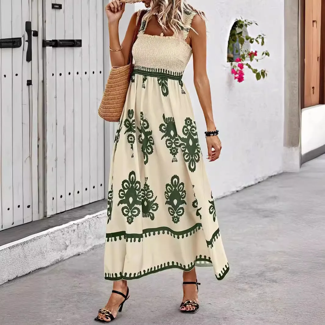 Vestido largo bohemio de verano, vestido holgado de vacaciones para mujer, vestido largo informal sin mangas acampanado para fiesta, vestido Midi informal bohemio