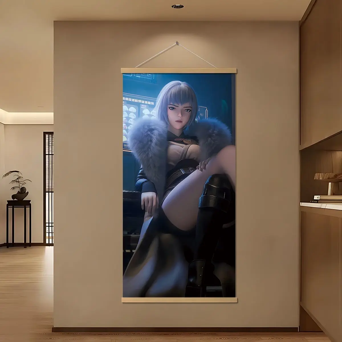 Wall Art Anime Room Decor Ling Cage Bai Yuekui Poster Canvas Sci Fi Donghua Character Scroll for Bedroom Living Room Dorm