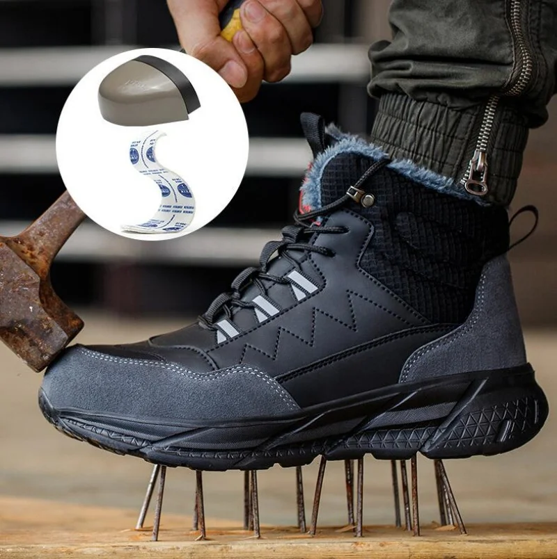 Winter Cotton Labor Protection Shoes Anti Smashing Anti Piercing Anti Odor Safety Shoes Lightweight Insulated for Electricians